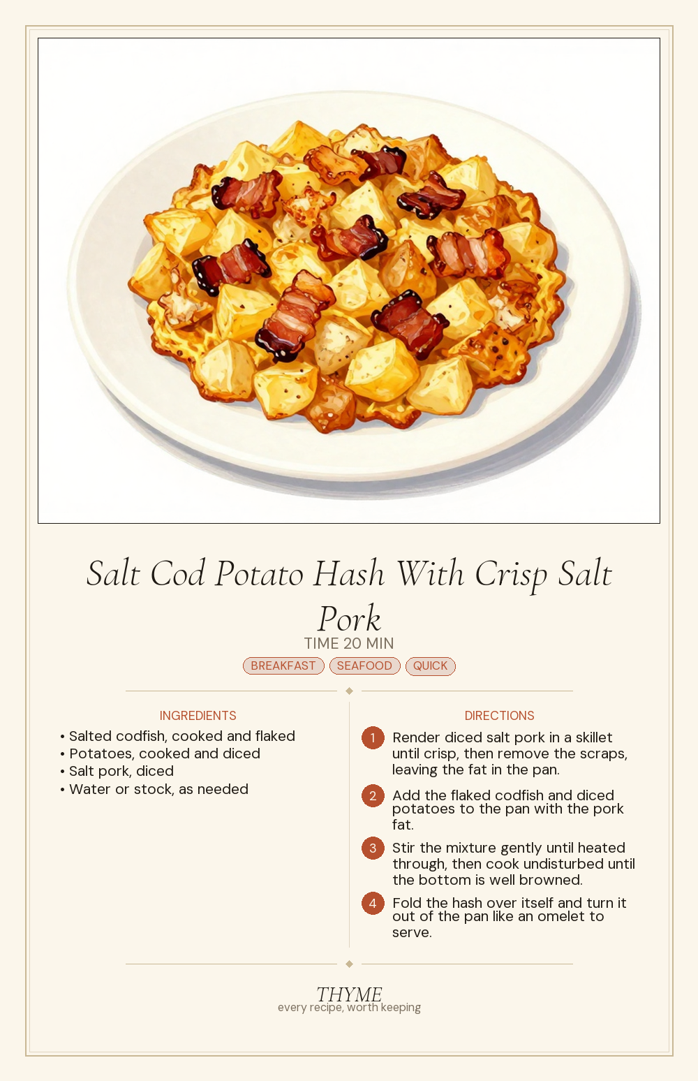 Salt Cod Potato Hash With Crisp Salt Pork