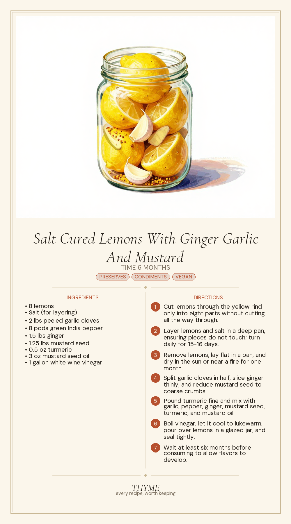 Salt Cured Lemons With Ginger Garlic And Mustard