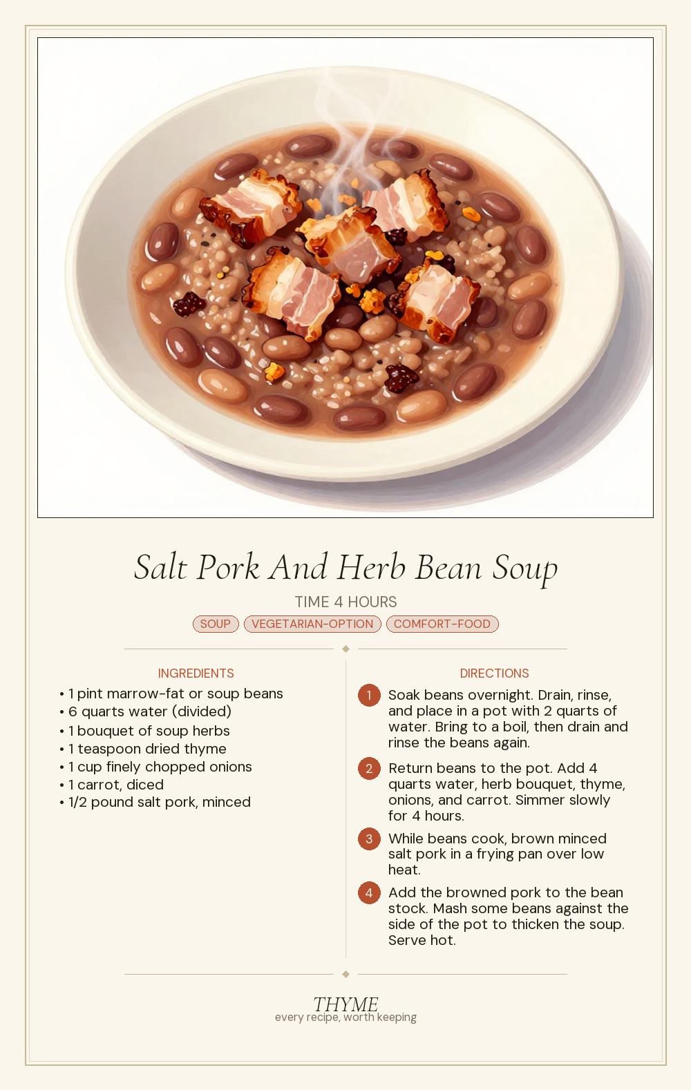 Salt Pork And Herb Bean Soup