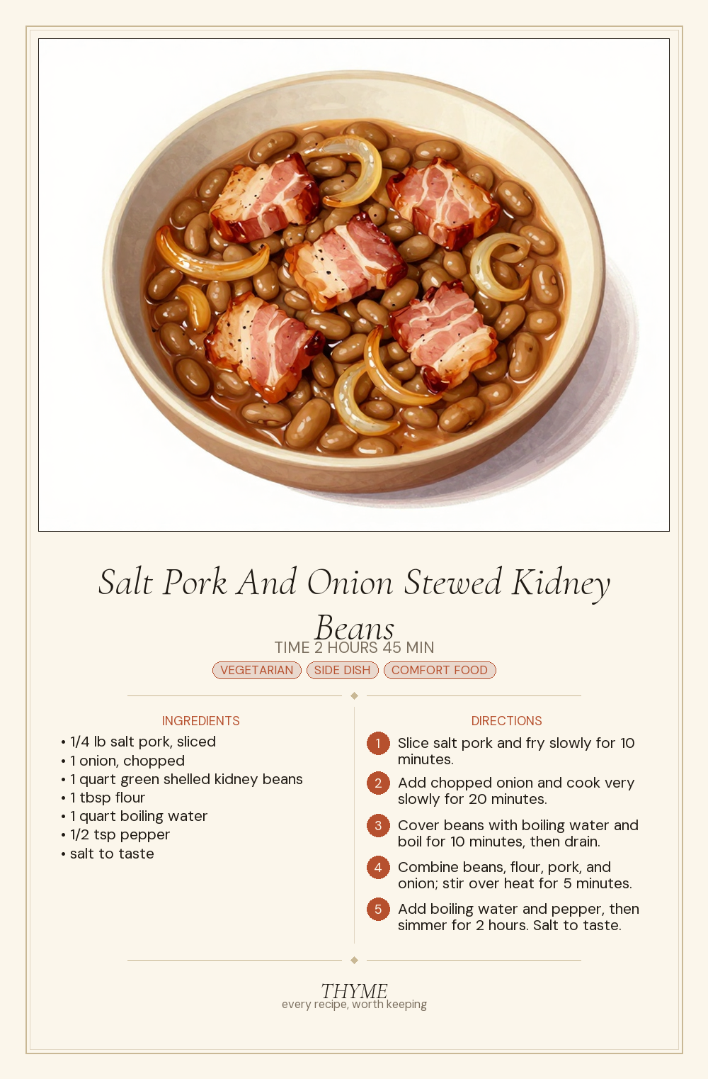 Salt Pork And Onion Stewed Kidney Beans