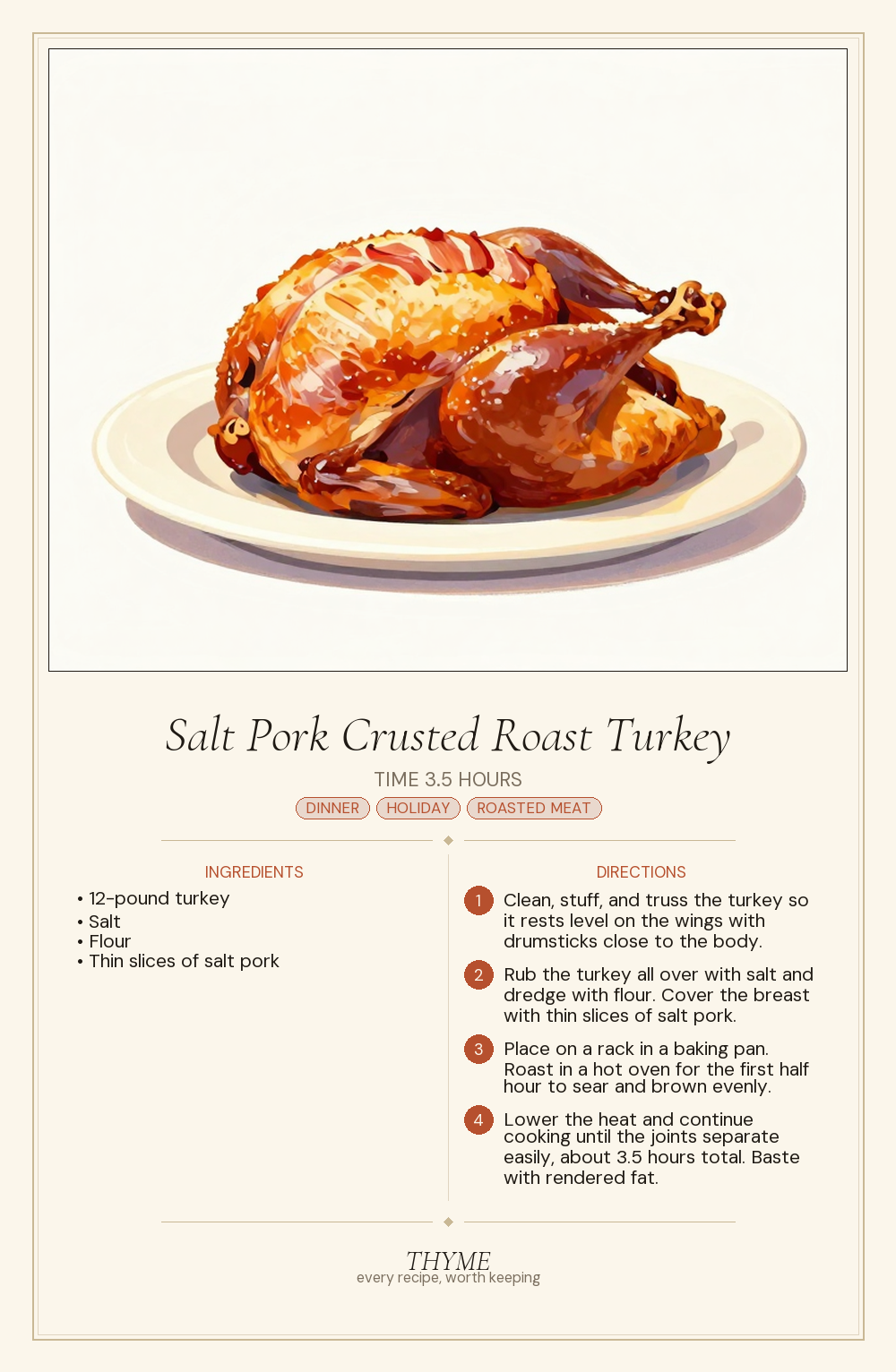 Salt Pork Crusted Roast Turkey
