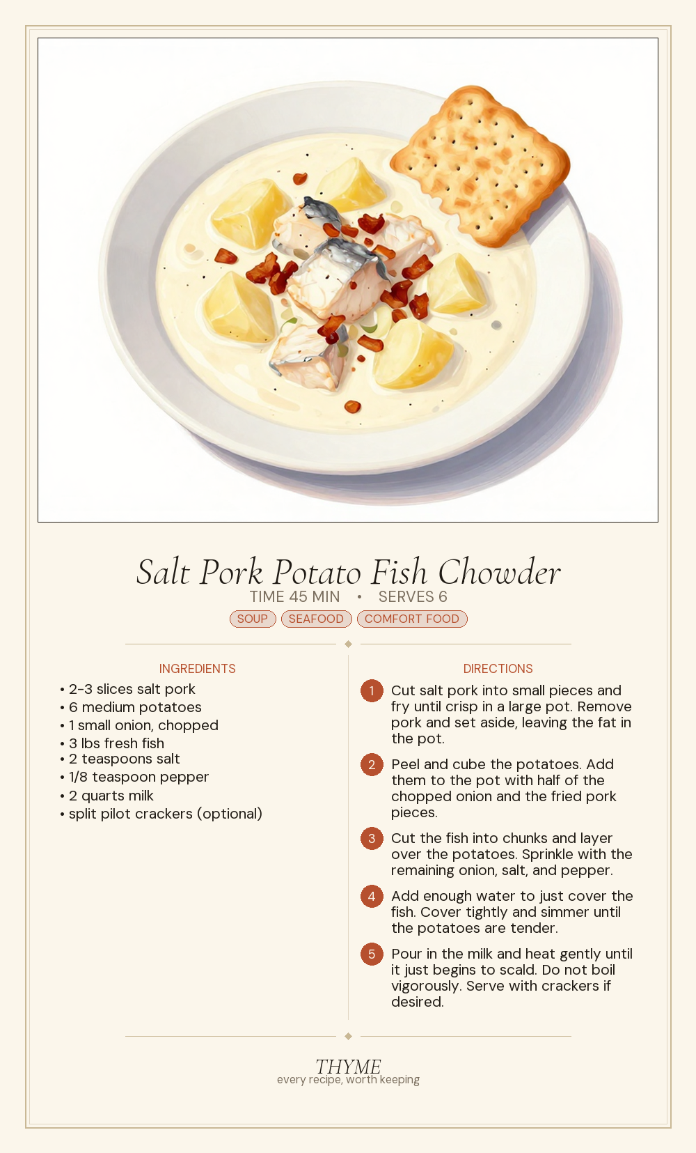 Salt Pork Potato Fish Chowder