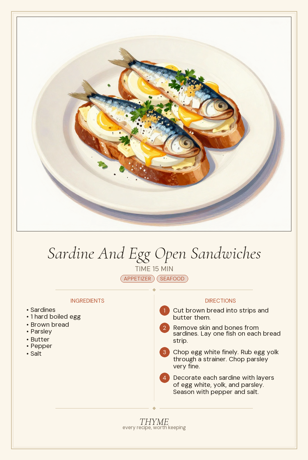 Sardine And Egg Open Sandwiches