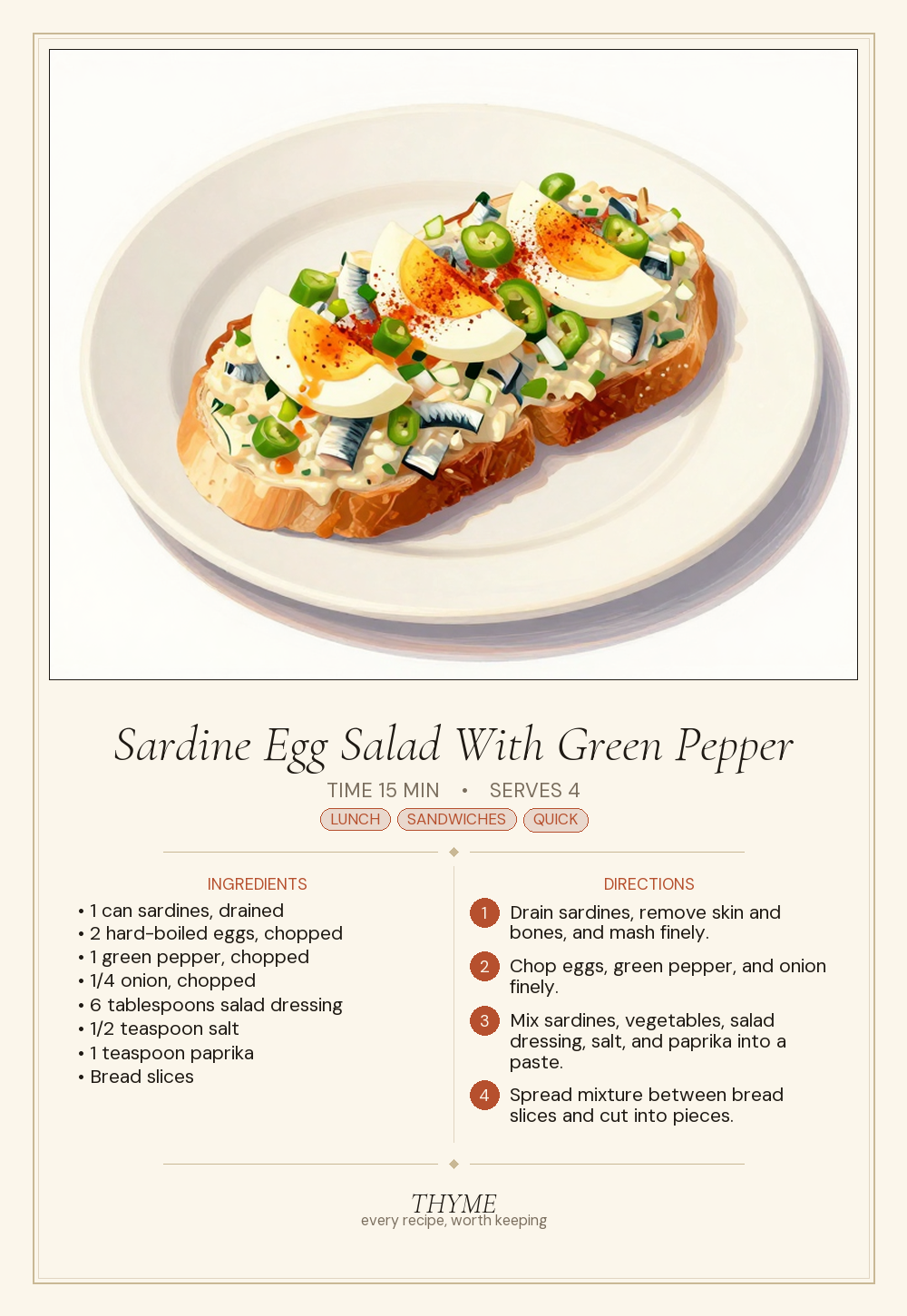 Sardine Egg Salad With Green Pepper