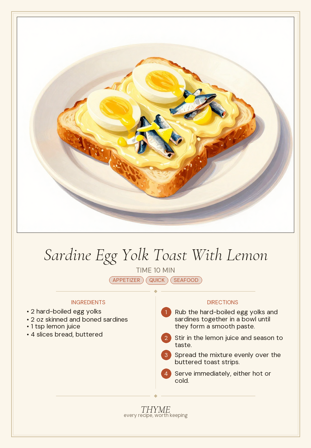 Sardine Egg Yolk Toast With Lemon
