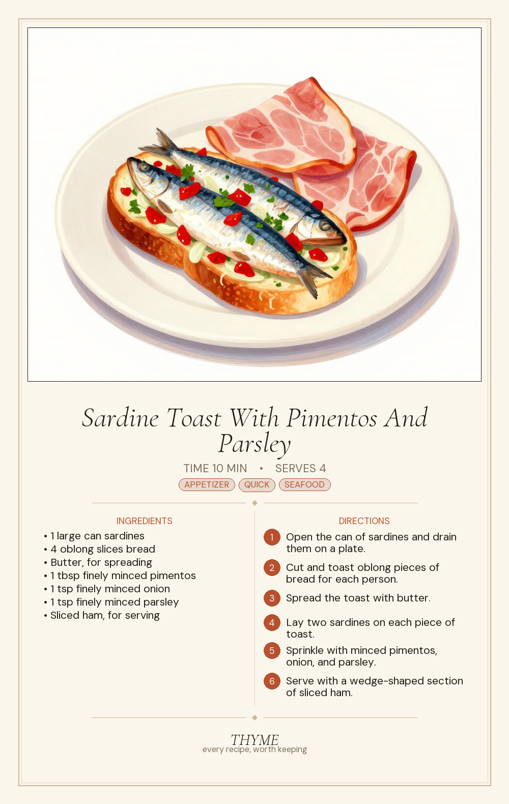 Sardine Toast With Pimentos And Parsley