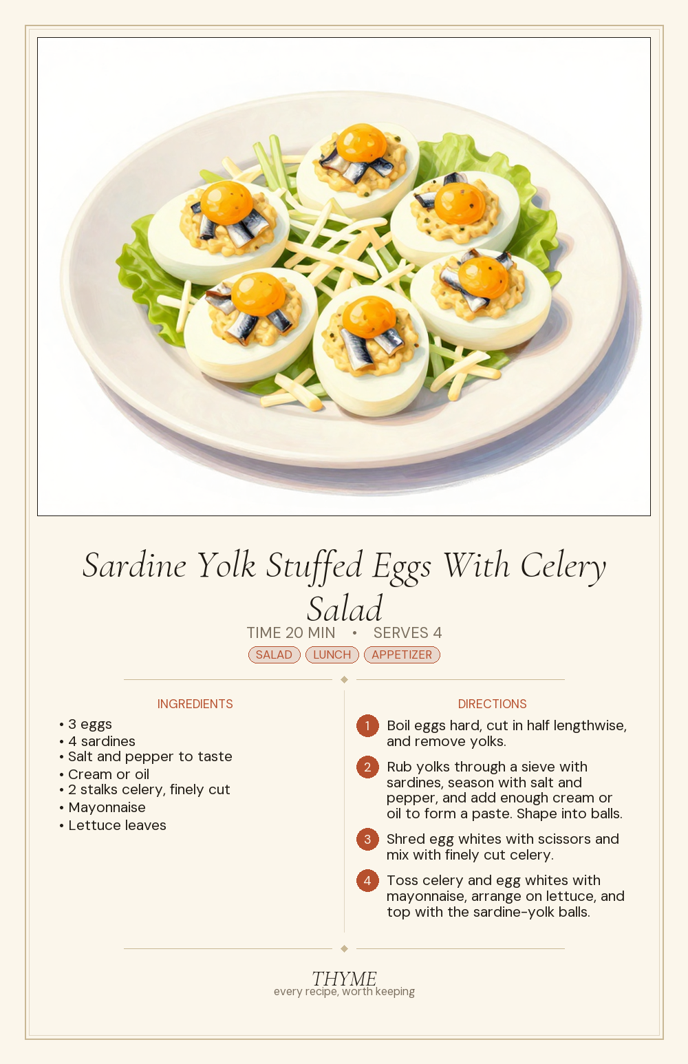 Sardine Yolk Stuffed Eggs With Celery Salad