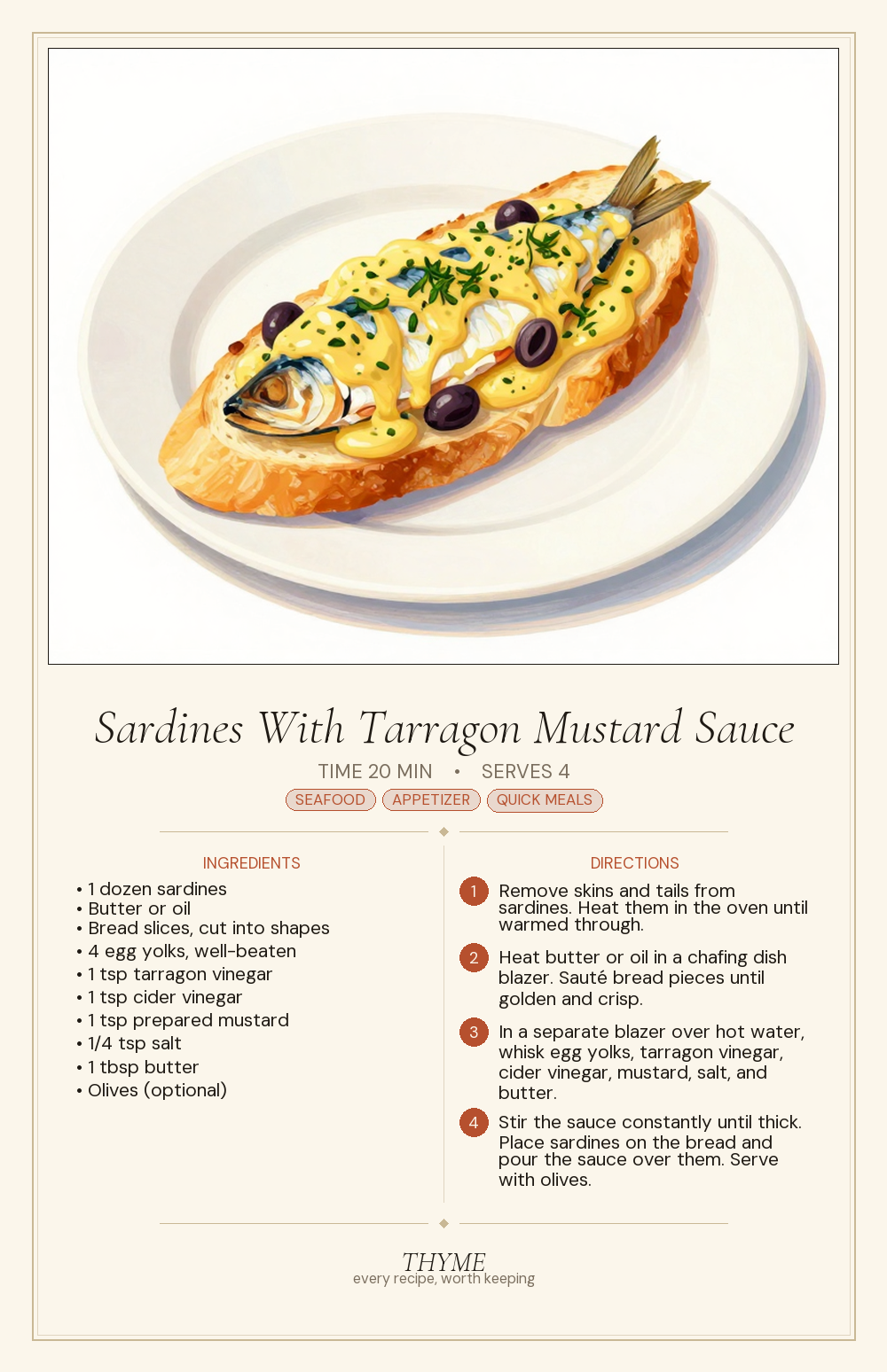 Sardines With Tarragon Mustard Sauce