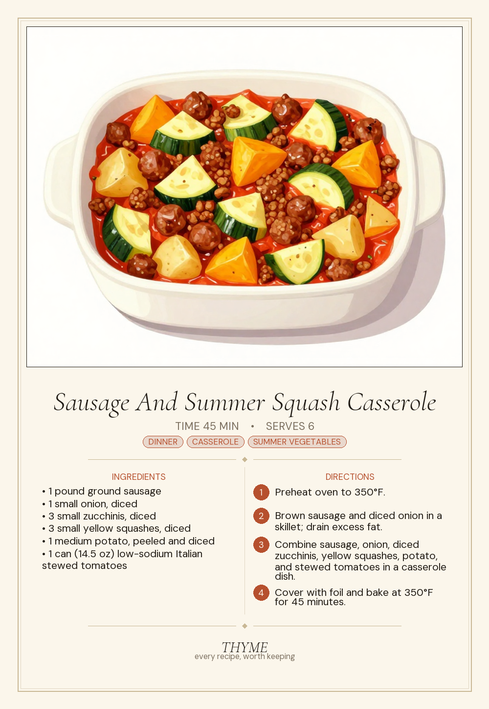 Sausage And Summer Squash Casserole