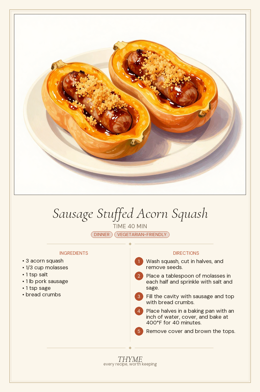 Sausage Stuffed Acorn Squash