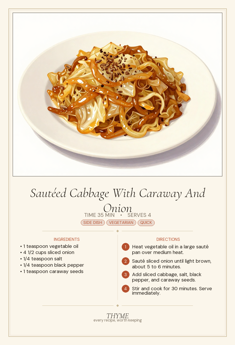 Sautéed Cabbage With Caraway And Onion
