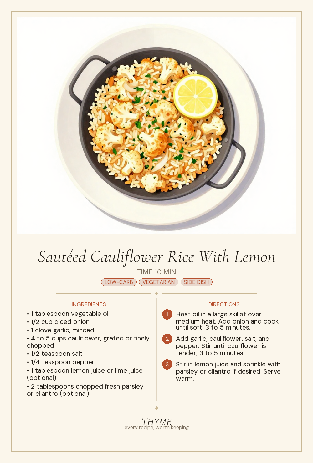 Sautéed Cauliflower Rice With Lemon