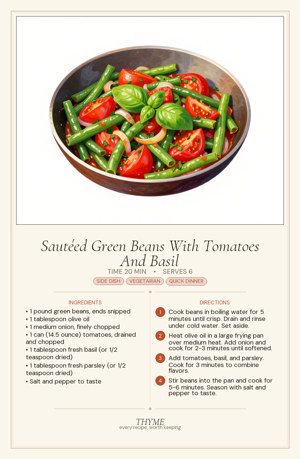 Sautéed Green Beans With Tomatoes And Basil