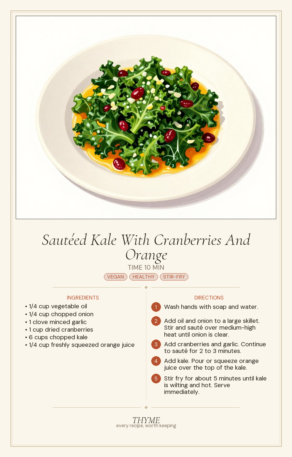Sautéed Kale With Cranberries And Orange