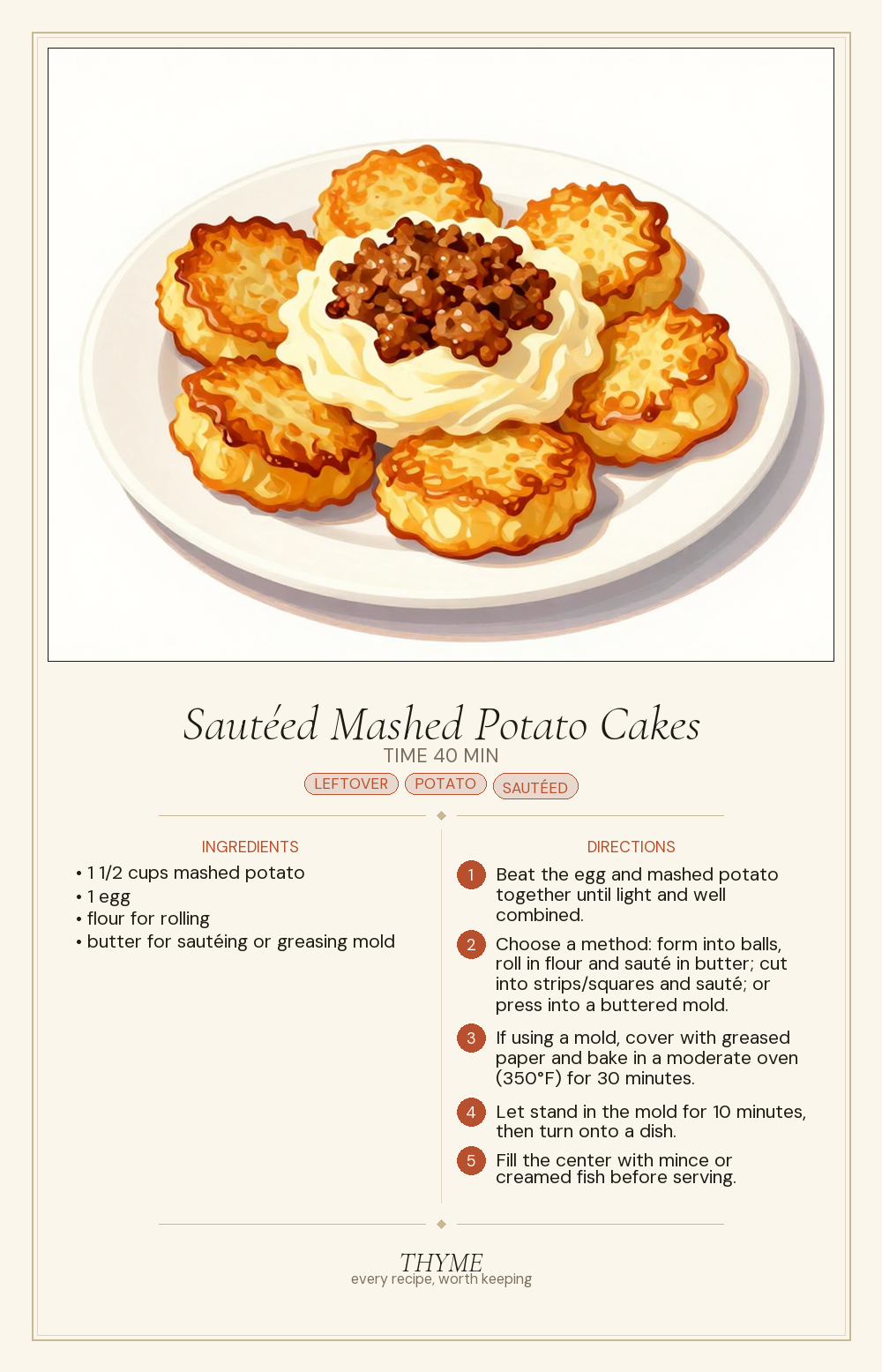 Sautéed Mashed Potato Cakes
