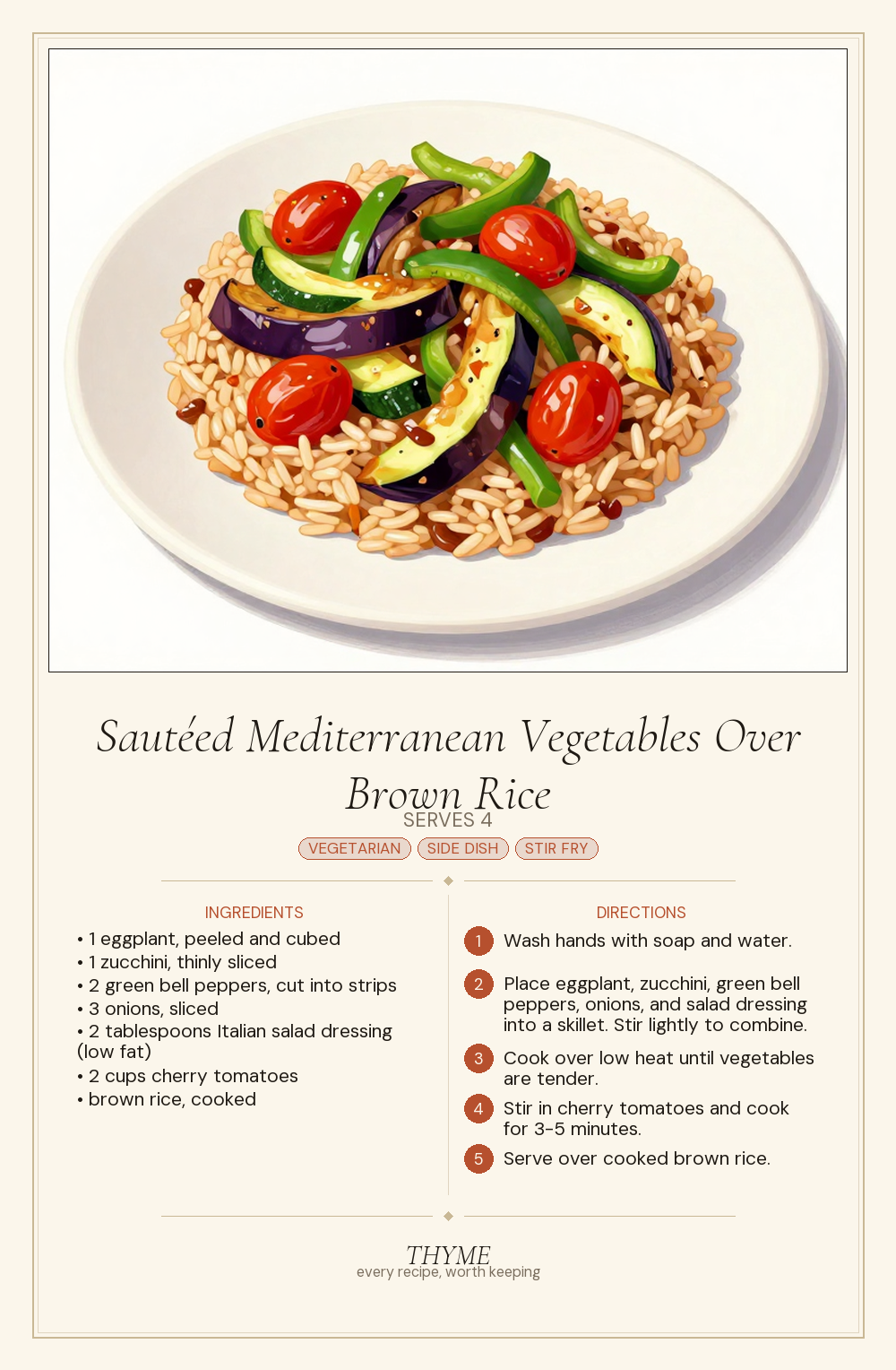 Sautéed Mediterranean Vegetables Over Brown Rice