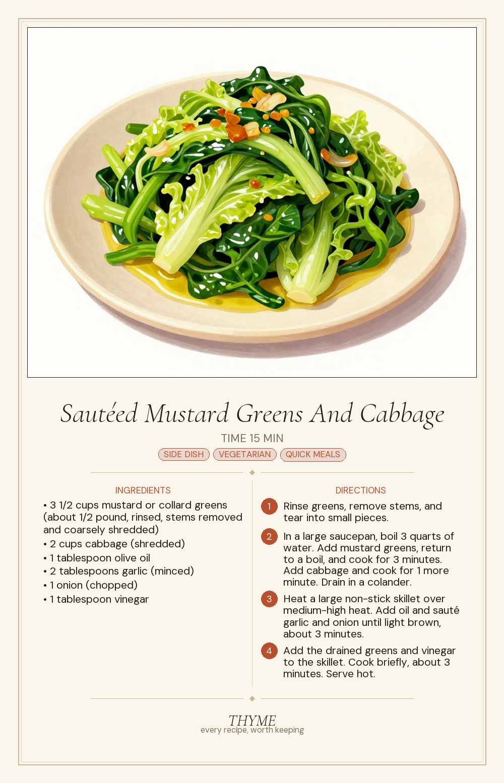 Sautéed Mustard Greens And Cabbage