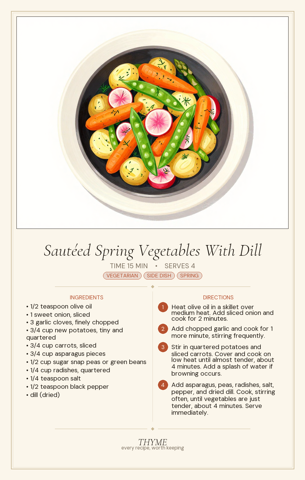 Sautéed Spring Vegetables With Dill