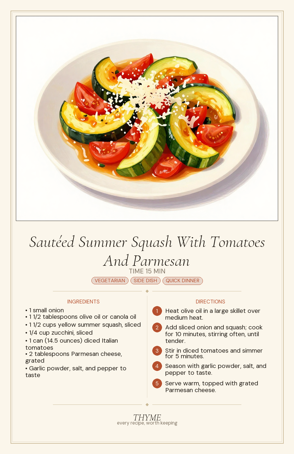 Sautéed Summer Squash With Tomatoes And Parmesan