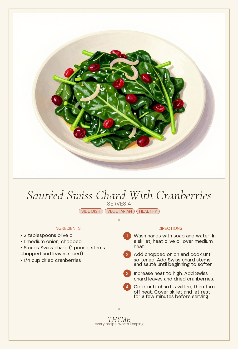 Sautéed Swiss Chard With Cranberries
