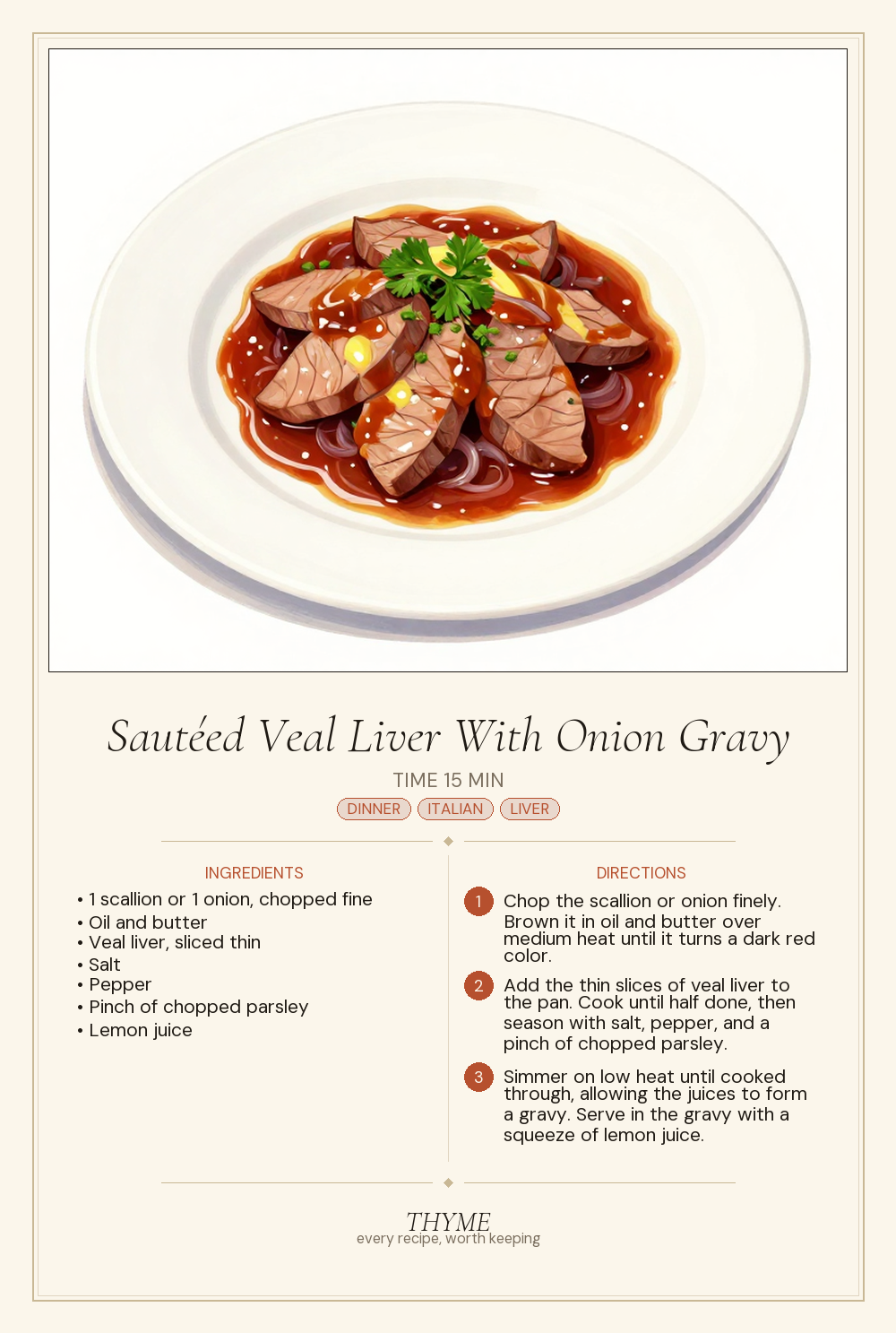 Sautéed Veal Liver With Onion Gravy