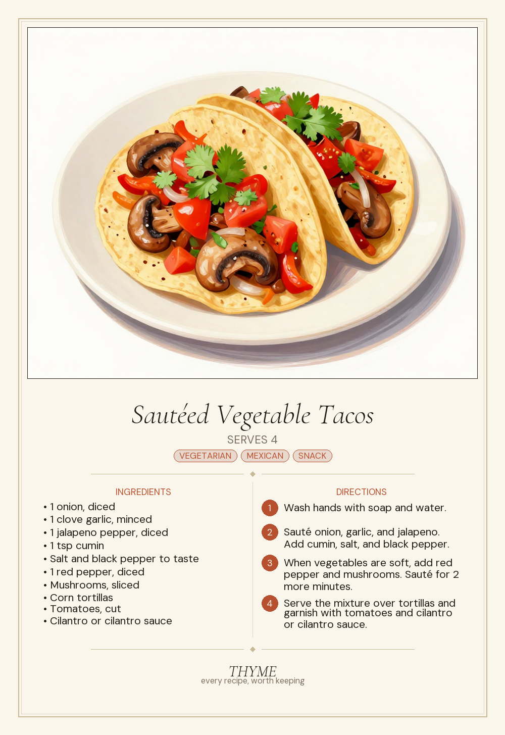 Sautéed Vegetable Tacos