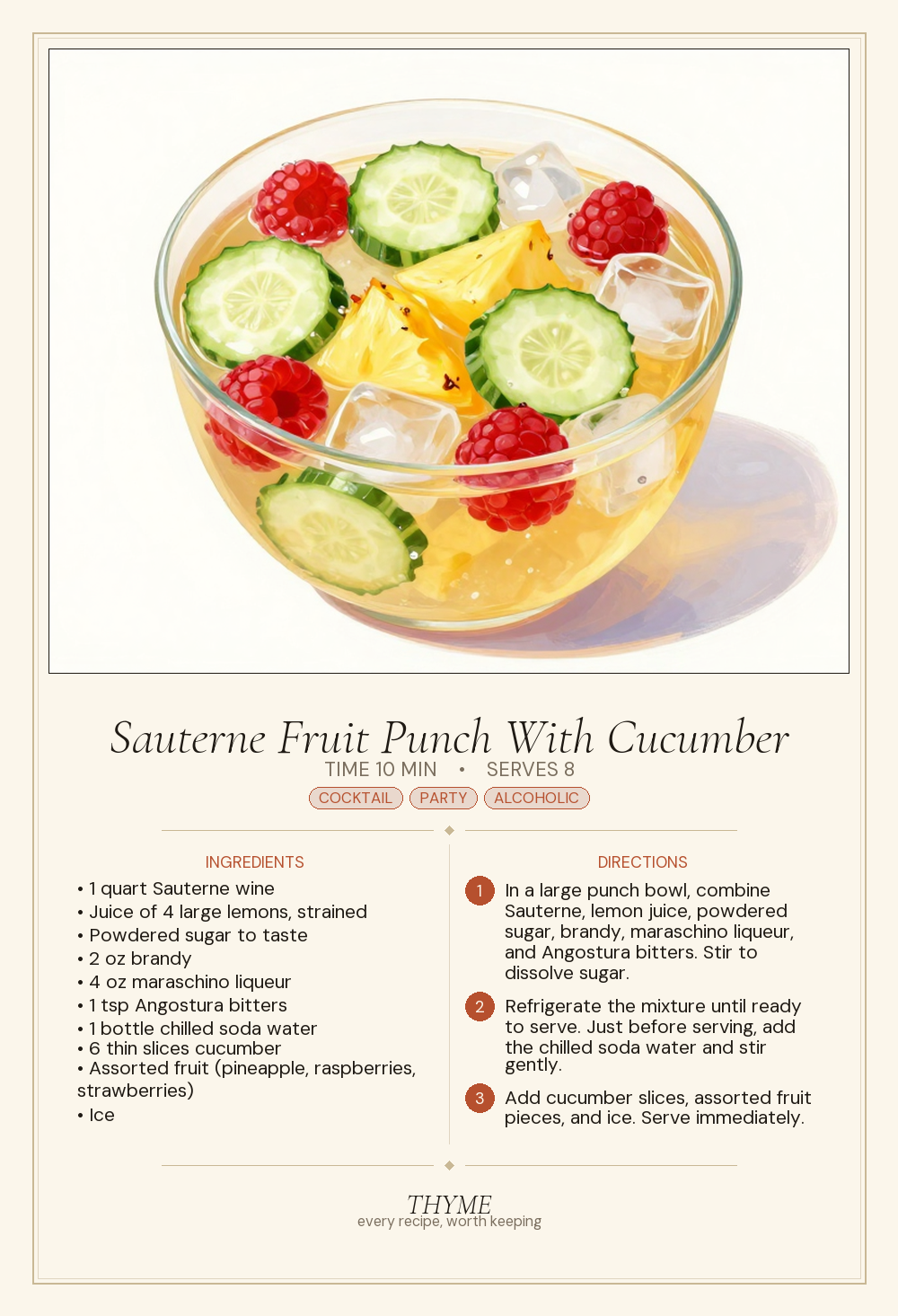 Sauterne Fruit Punch With Cucumber