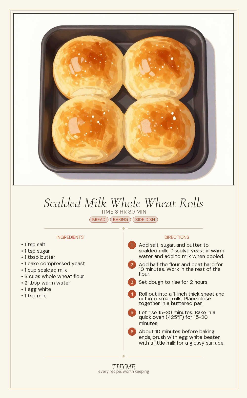 Scalded Milk Whole Wheat Rolls