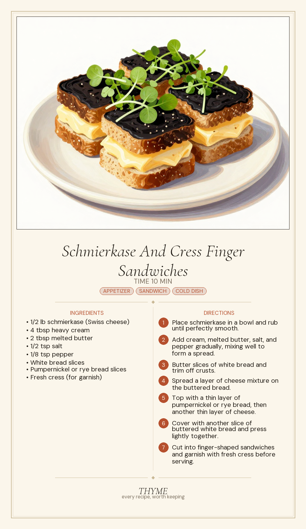 Schmierkase And Cress Finger Sandwiches