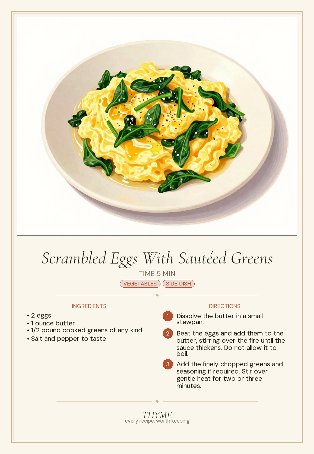 Scrambled Eggs With Sautéed Greens