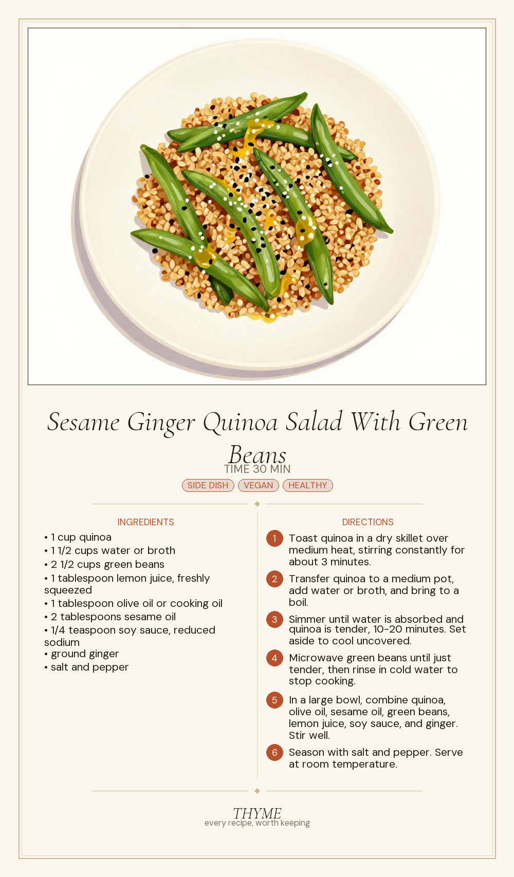 Sesame Ginger Quinoa Salad With Green Beans