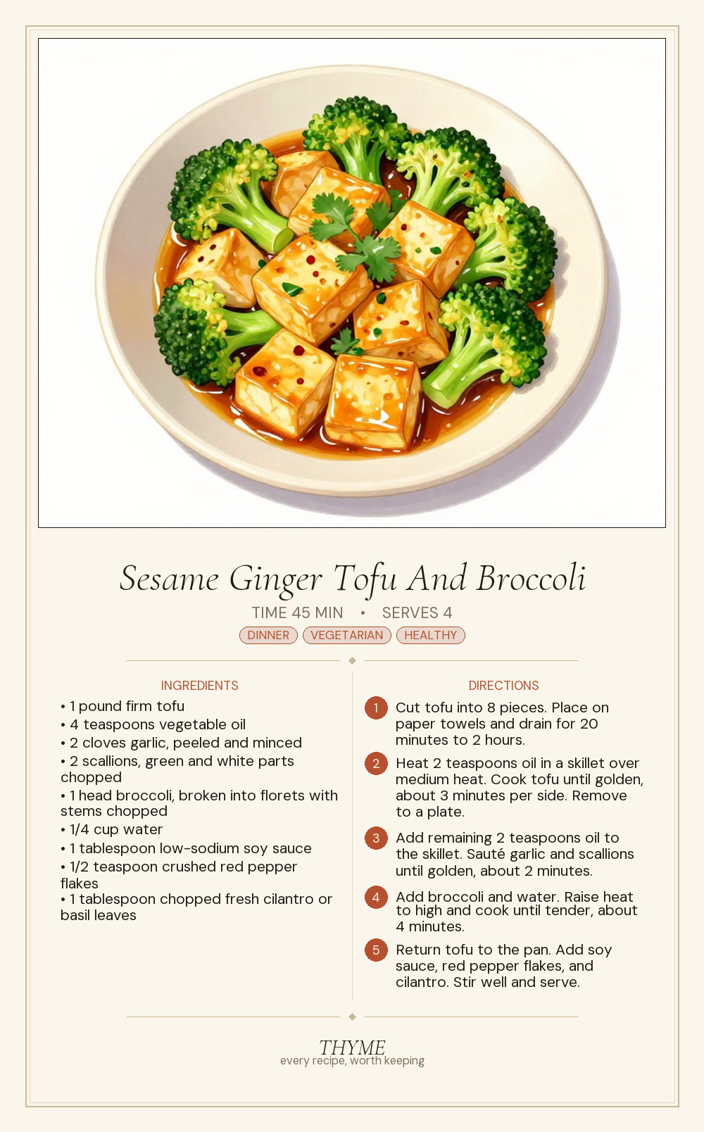 Sesame Ginger Tofu And Broccoli