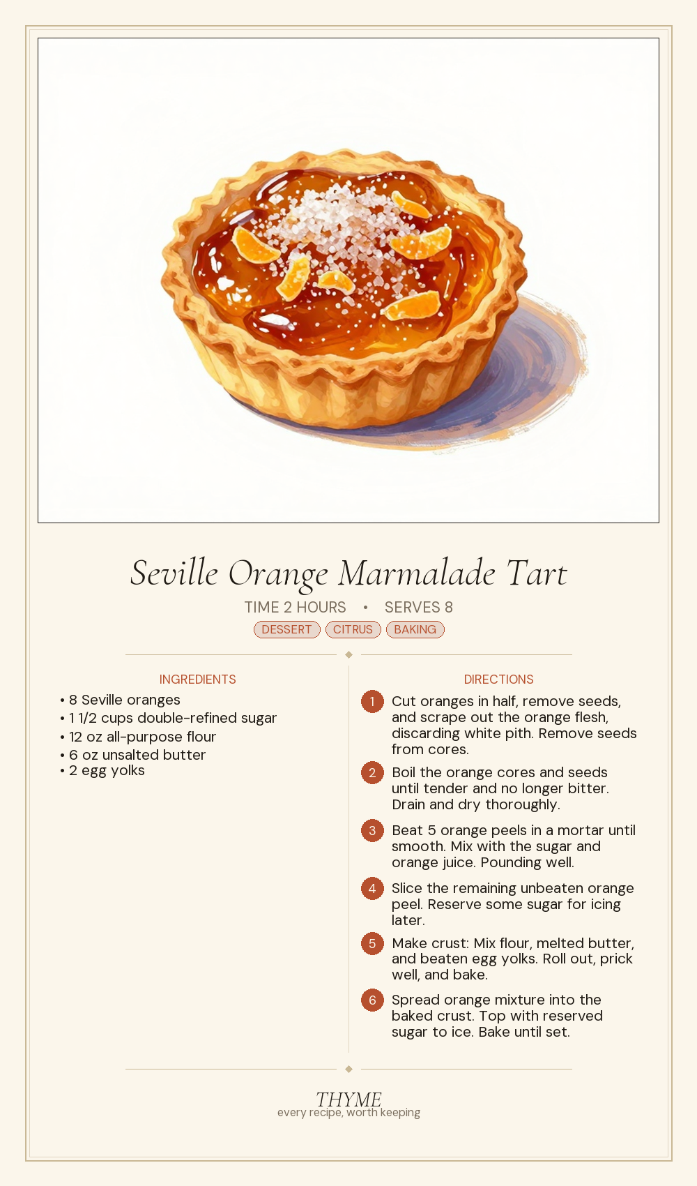 Seville Orange Marmalade Tart
