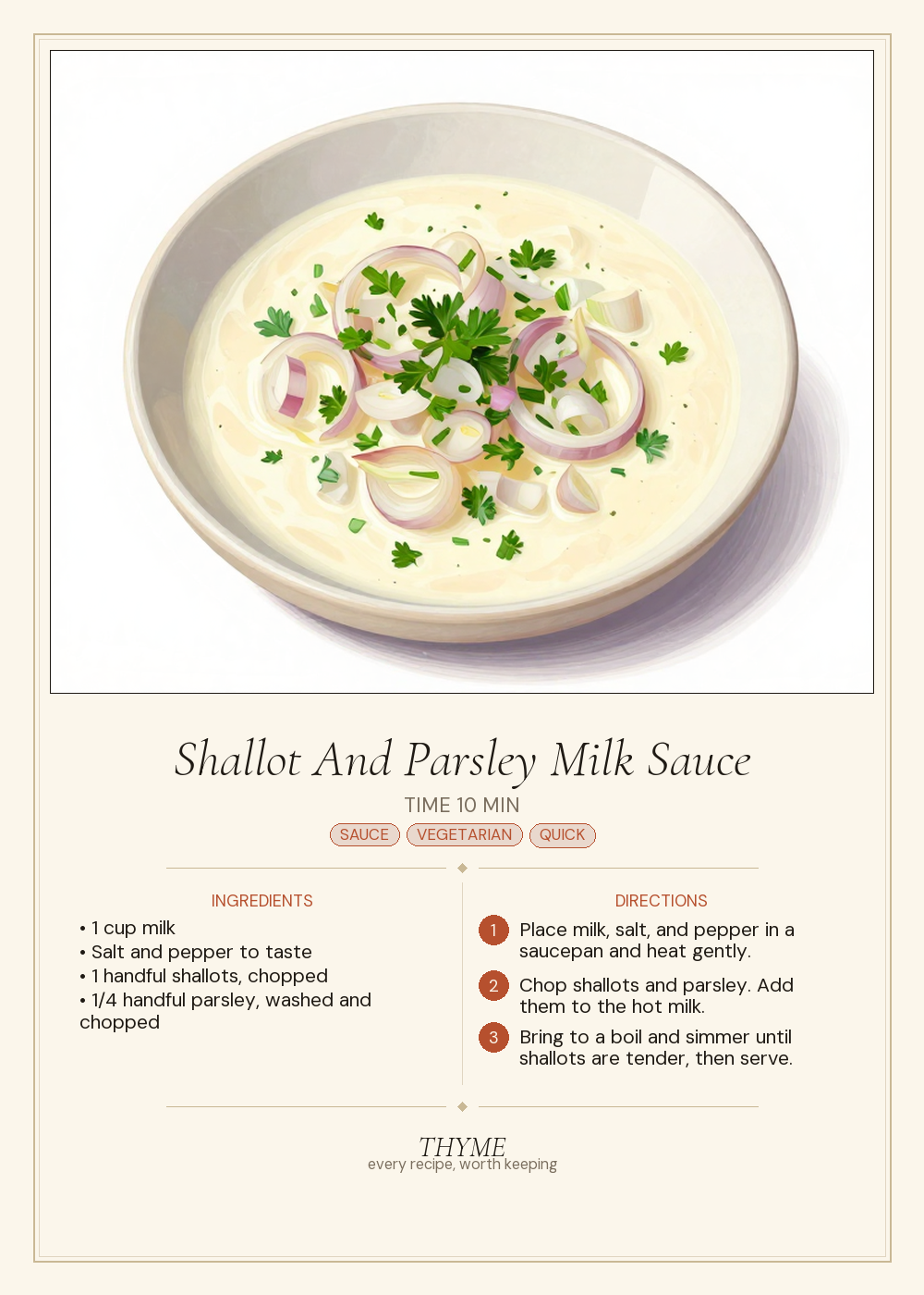 Shallot And Parsley Milk Sauce