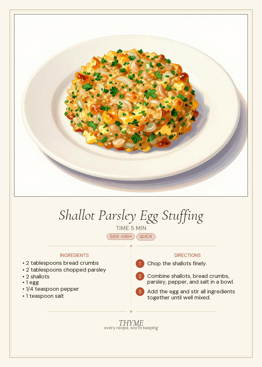 Shallot Parsley Egg Stuffing