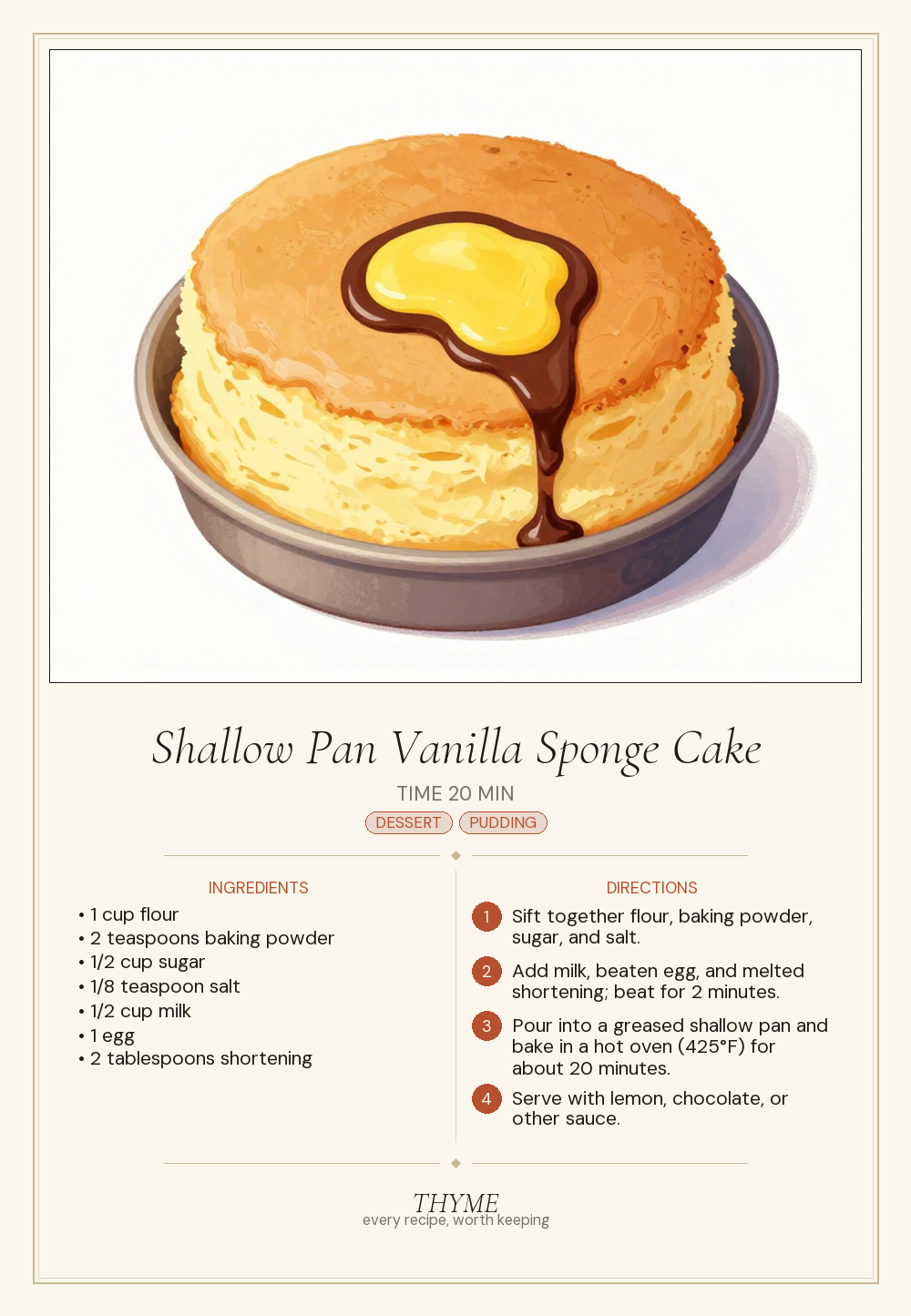 Shallow Pan Vanilla Sponge Cake