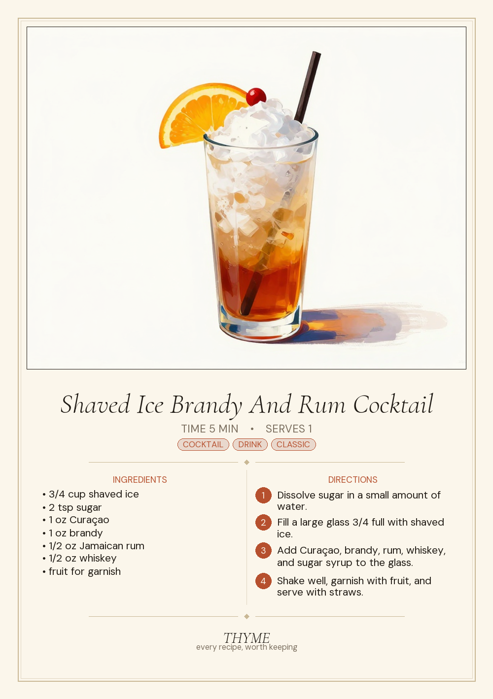 Shaved Ice Brandy And Rum Cocktail