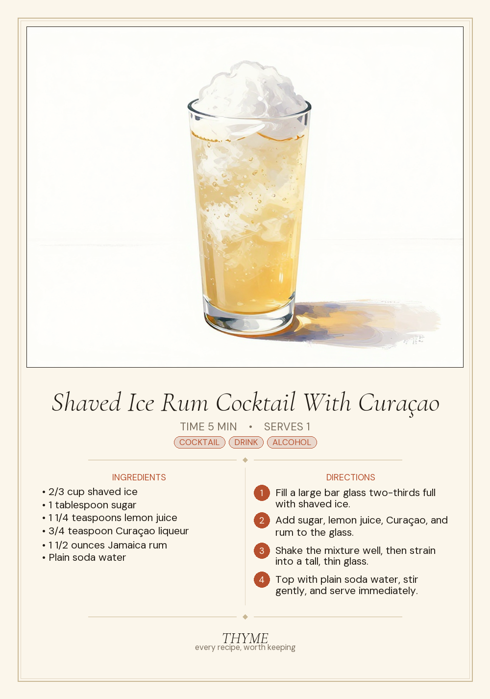Shaved Ice Rum Cocktail With Curaçao