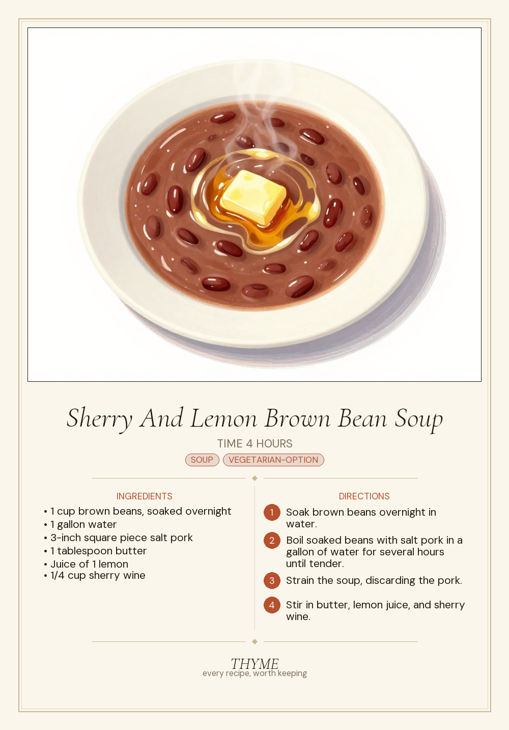 Sherry And Lemon Brown Bean Soup