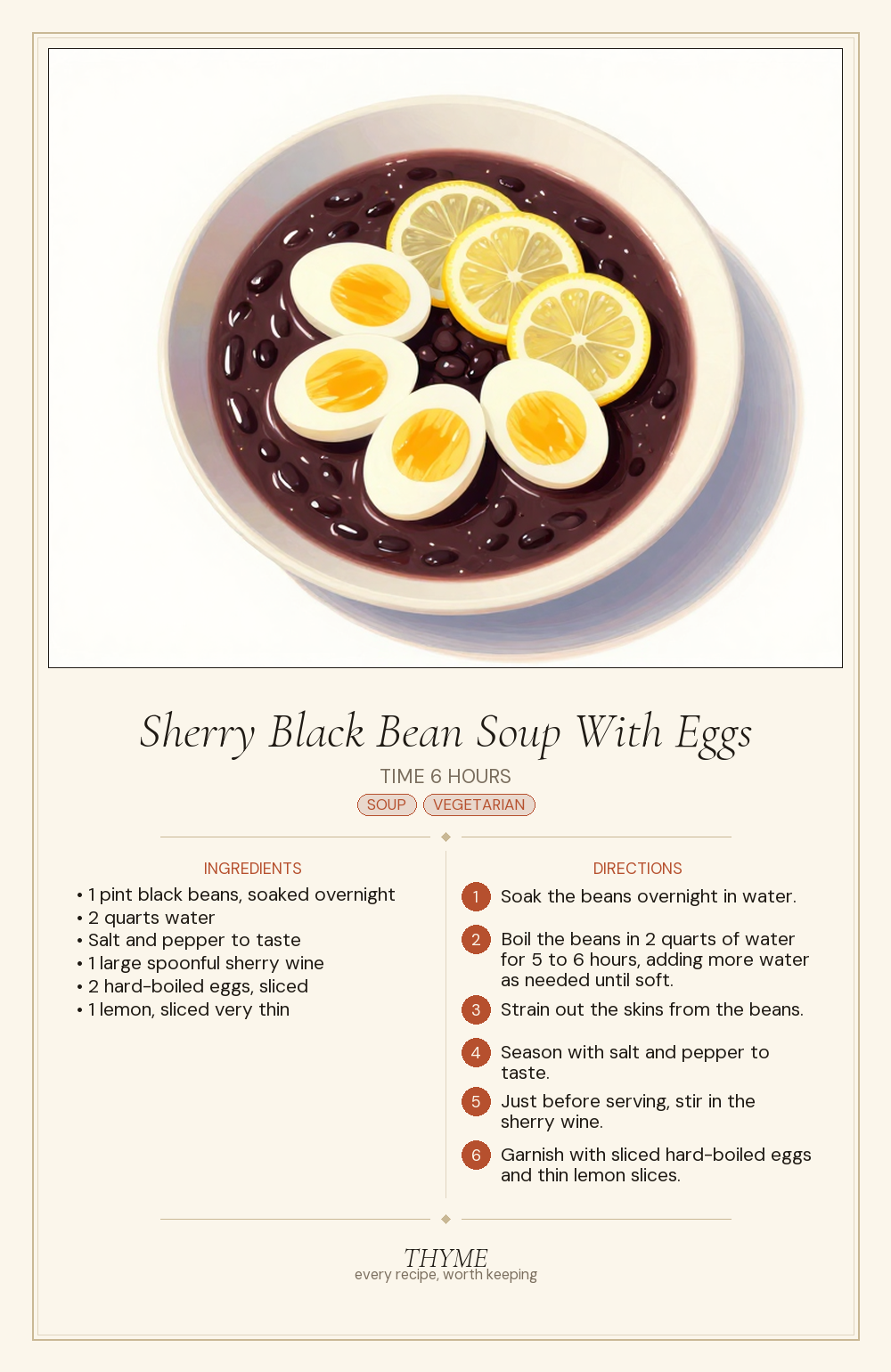 Sherry Black Bean Soup With Eggs