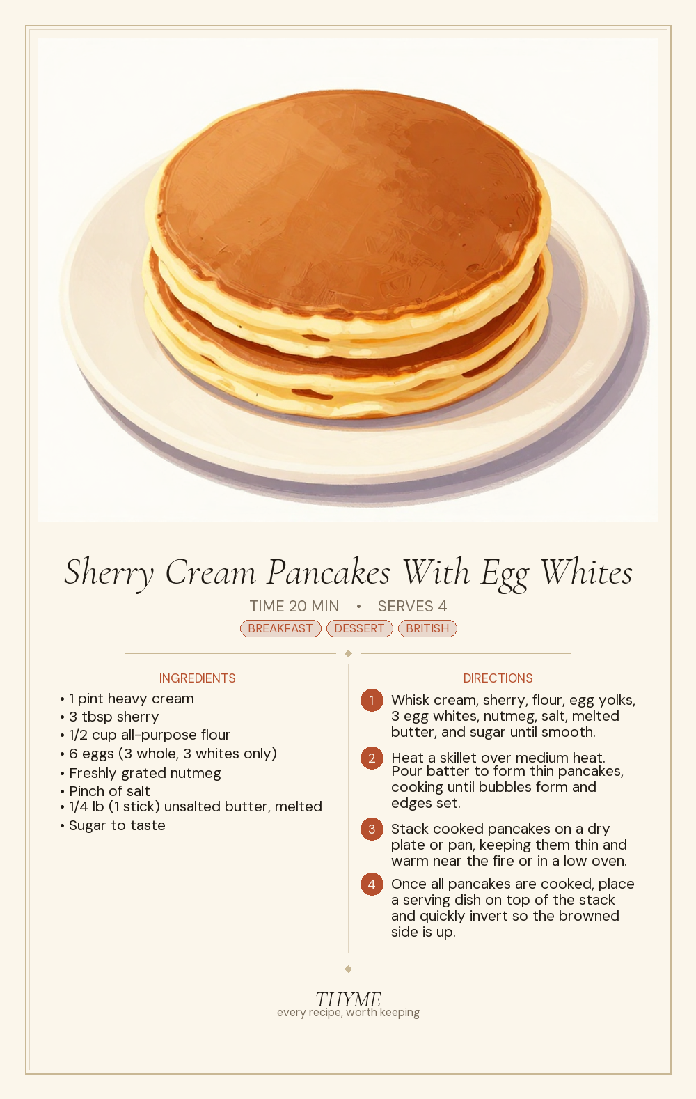 Sherry Cream Pancakes With Egg Whites