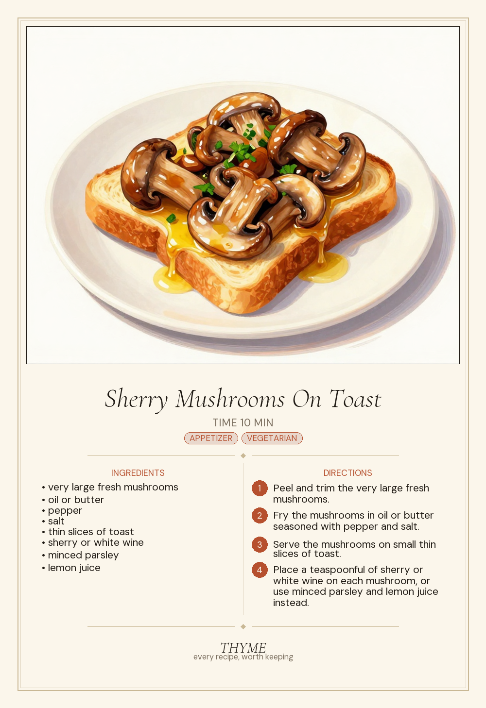 Sherry Mushrooms On Toast
