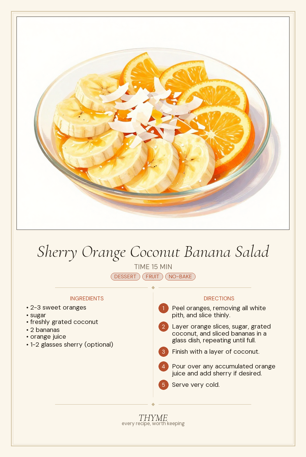 Sherry Orange Coconut Banana Salad