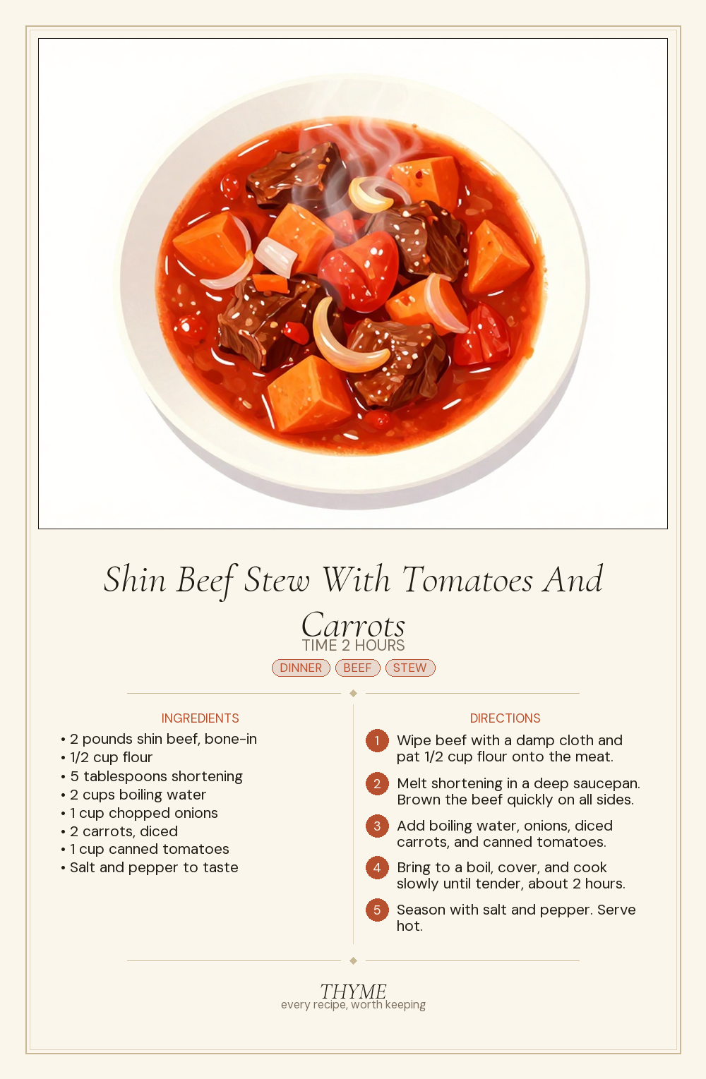 Shin Beef Stew With Tomatoes And Carrots