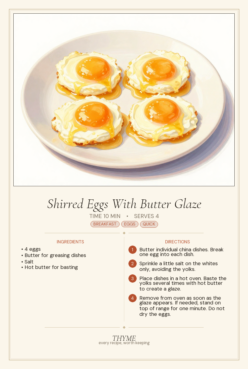 Shirred Eggs With Butter Glaze