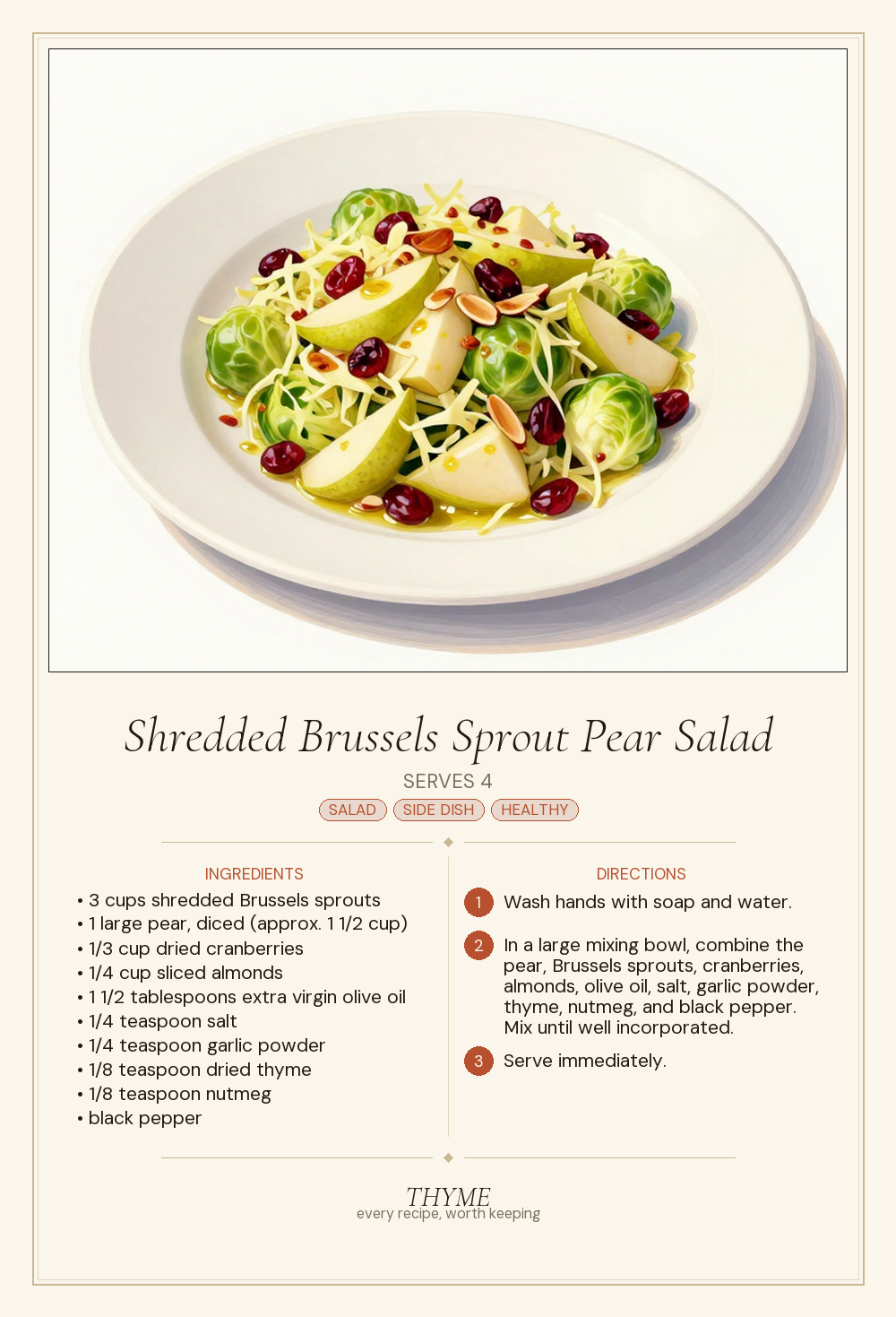 Shredded Brussels Sprout Pear Salad