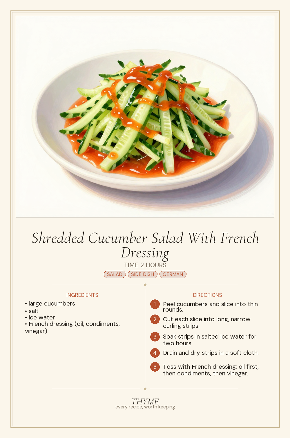 Shredded Cucumber Salad With French Dressing