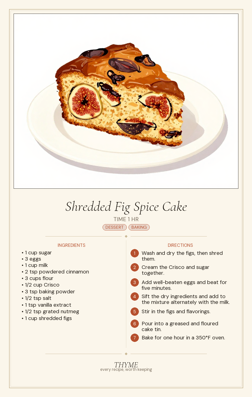 Shredded Fig Spice Cake