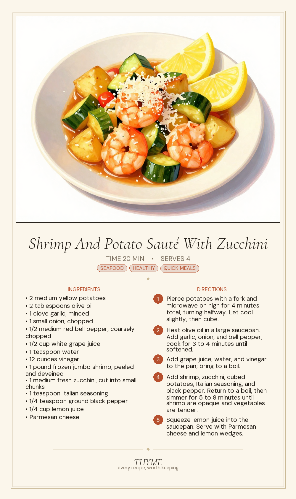 Shrimp And Potato Sauté With Zucchini