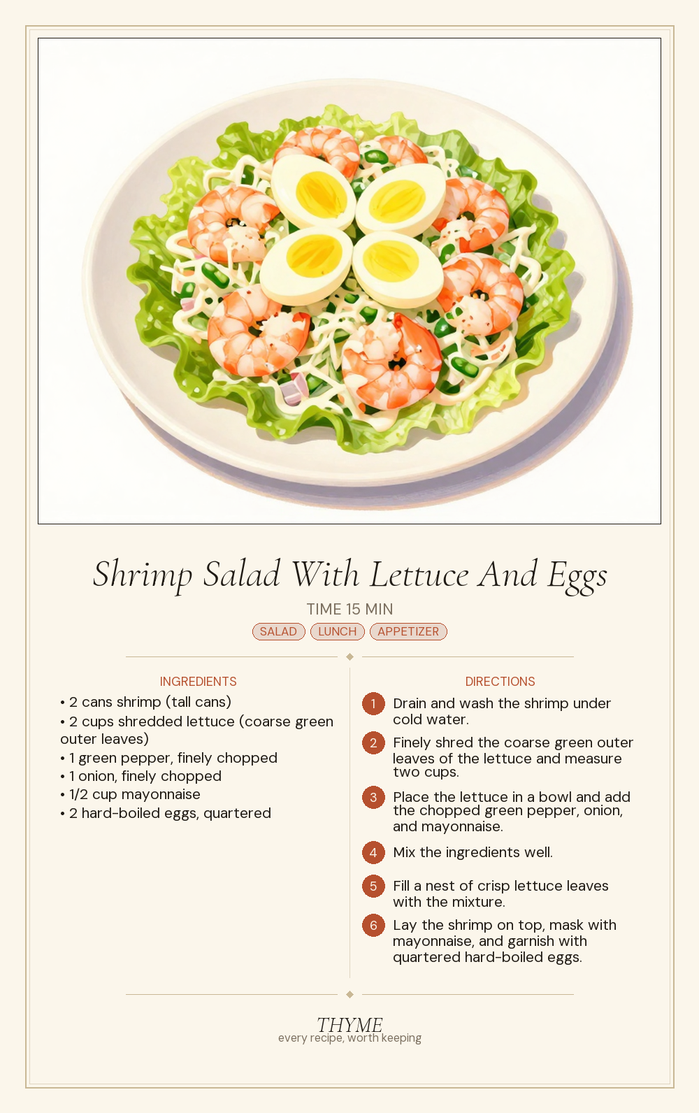 Shrimp Salad With Lettuce And Eggs
